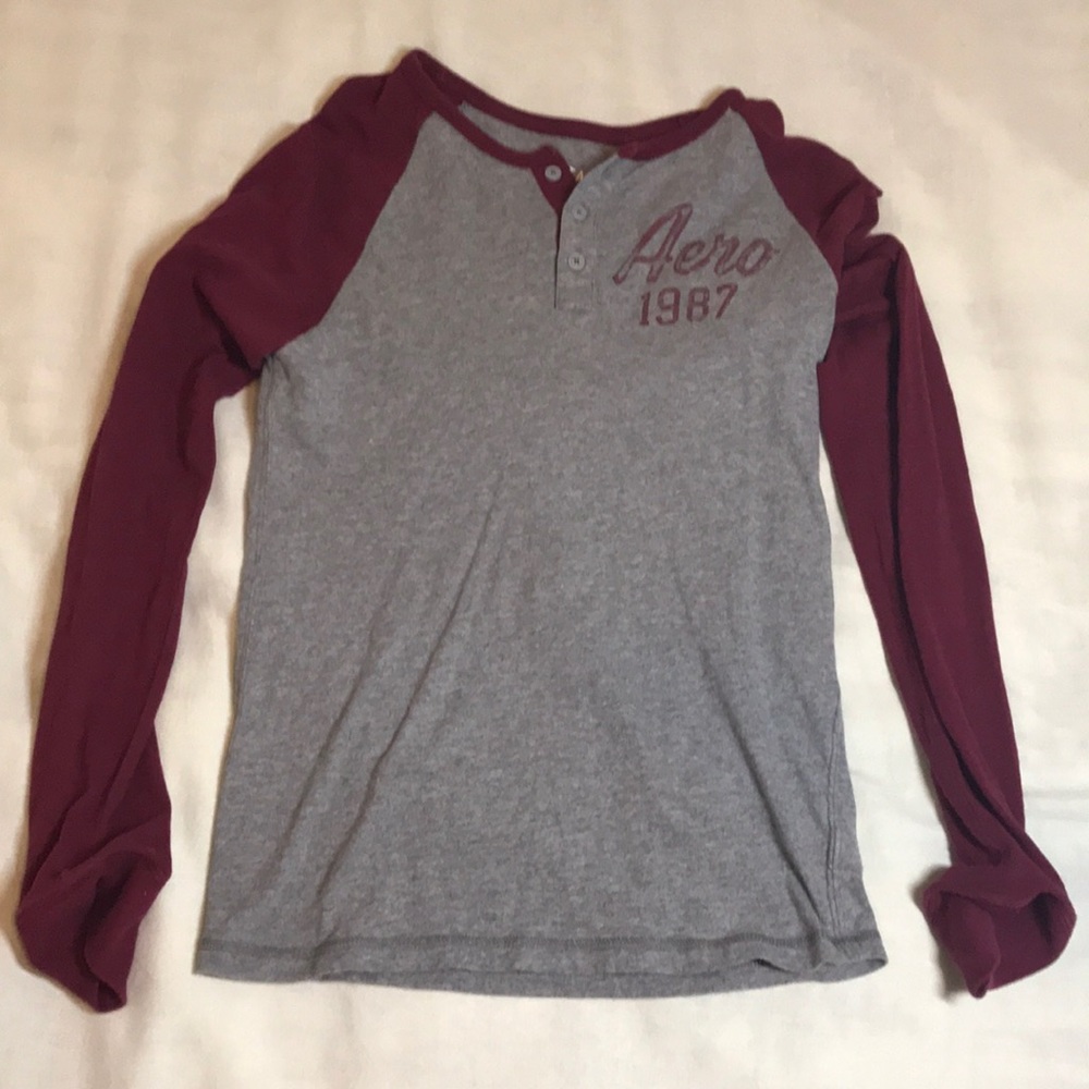 Aeropostale maroon and gray long sleeve